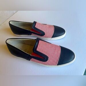 Geox Respira slip on canvas w/ Italian patent leather comfort sneakers s…